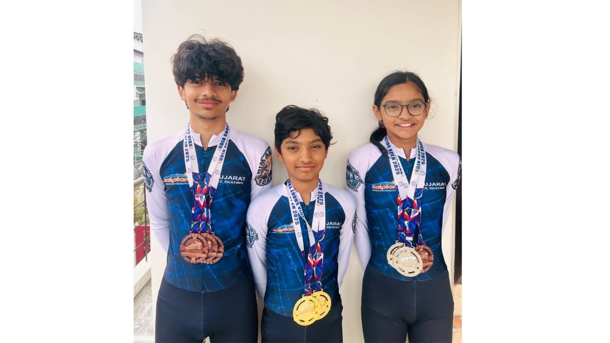 Gujarat Shines at the India Open Ice Short Track Speed Skating Championship 2025–26