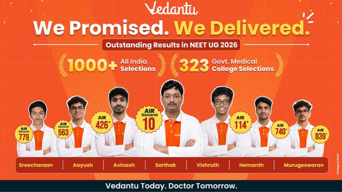 Vedantu Records Remarkable Results in NEET UG 2026 with AIR (General) 10 and 323 Government Medical Selections